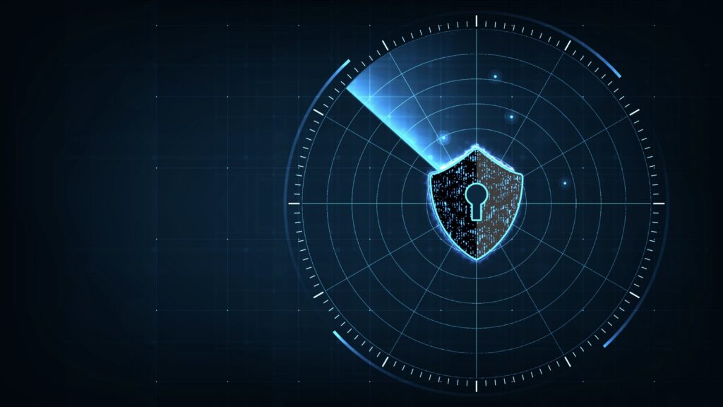 Cyber security concept of protecting and scanning the computer of possible virus attacks
