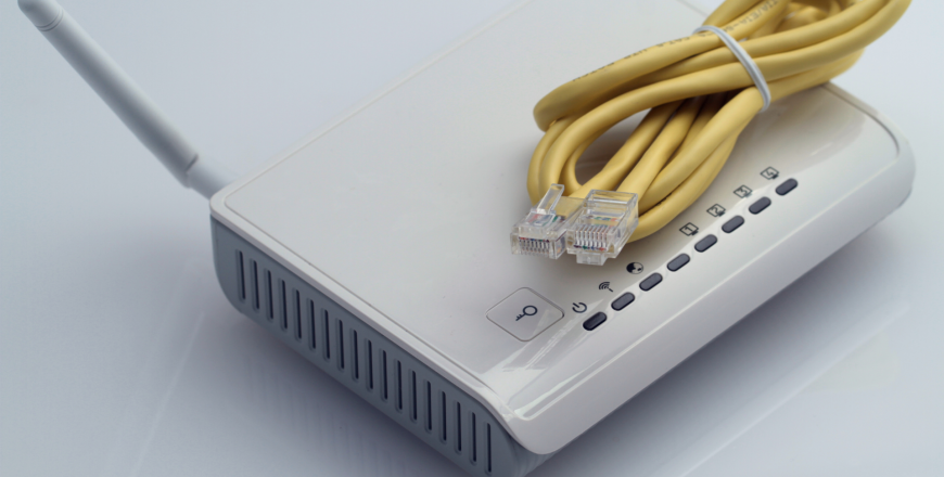Router and wound up ethernet cable used for WiFi setup
