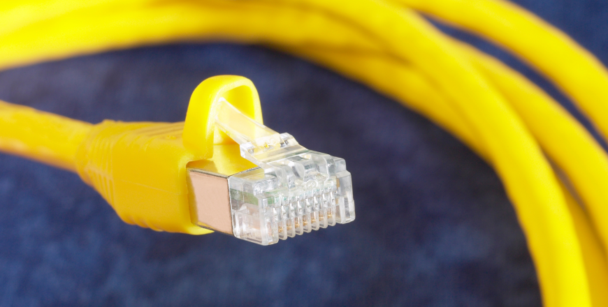 Yellow coiled ethernet cable