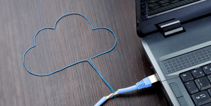 Ethernet cable shaped to form a cloud to illustrate cloud computing