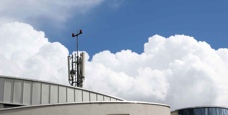 GSM UMTS mobile network antenna on a building