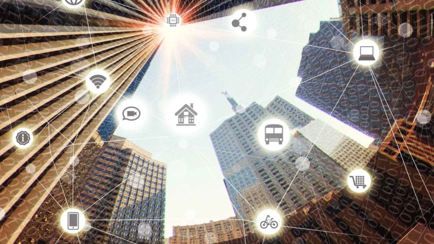 Buildings in smart city connected by wireless communication network