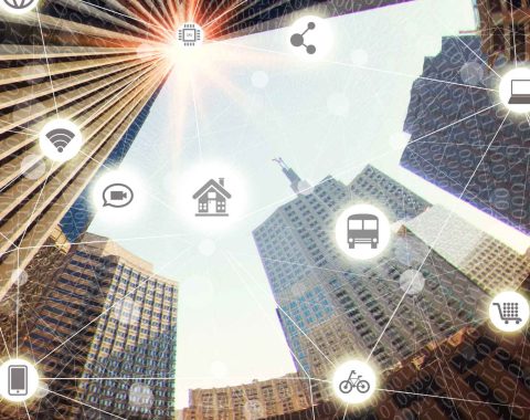 Buildings in smart city connected by wireless communication network