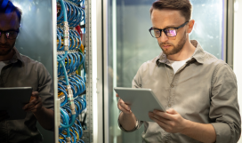 Telecom professional configuring IP network and architecture