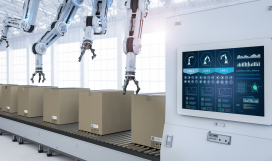 Robot assembly line in manufacturing factory powered by private 5G technology