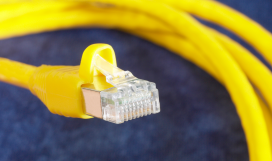 Yellow coiled ethernet cable