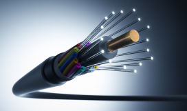 Detailed intersection of a fiber optic cable revealing its components