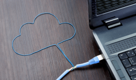 Ethernet cable shaped to form a cloud to illustrate cloud computing
