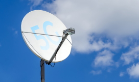 Satellite dish with 5g signal icon