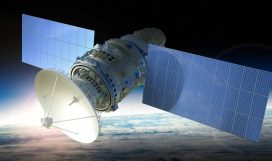 3D rendering satellite in space