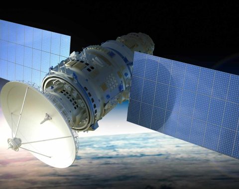 3D rendering satellite in space